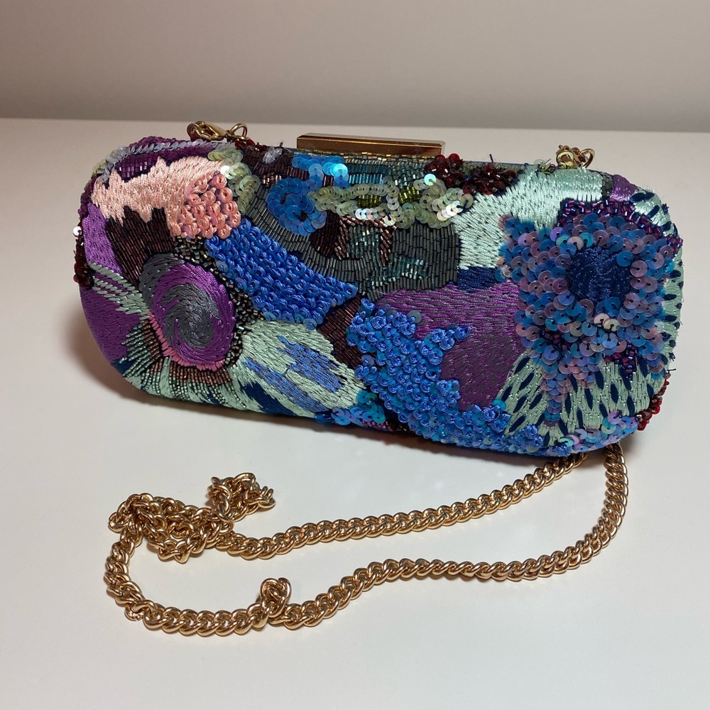J Crew Abstract Floral Embroidered Clutch